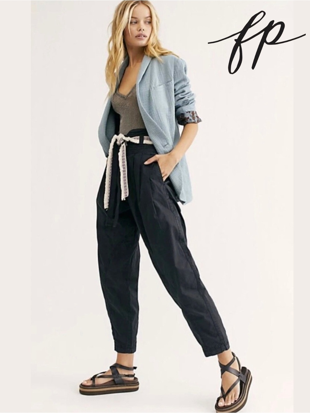 Free People Isadora Cinch Pleated Baggy Pant